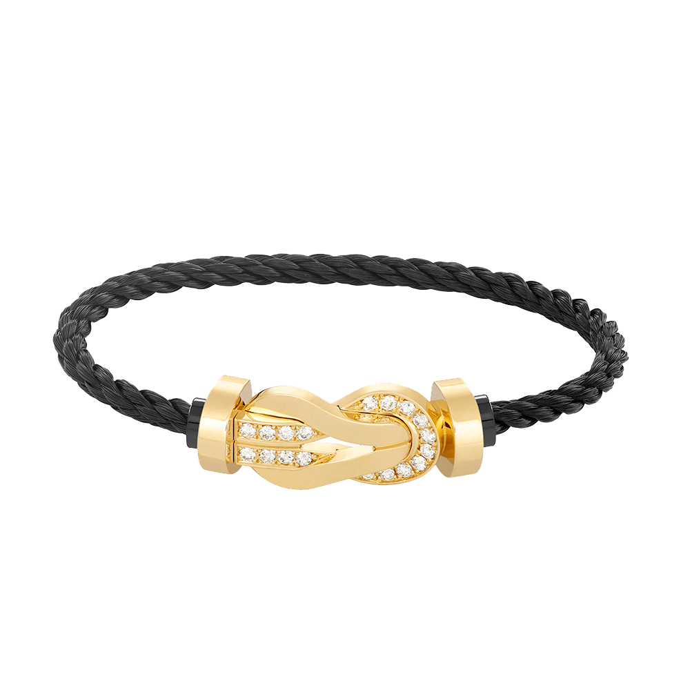 FRED CHANCE LARGE 8 FIGURE BUCKLE HALF DIAMOND BRACELET GOLD
