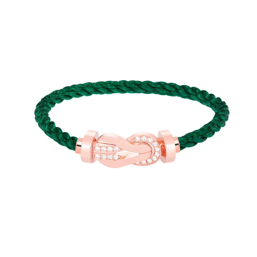 FRED CHANCE LARGE 8 FIGURE BUCKLE HALF DIAMOND BRACELET ROSE GOLD