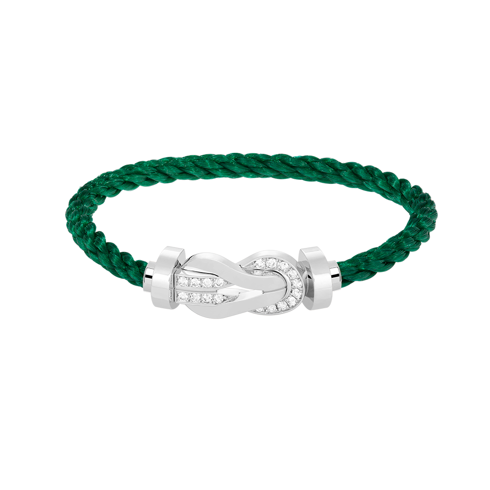 FRED CHANCE LARGE 8 FIGURE BUCKLE HALF DIAMOND BRACELET SILVER