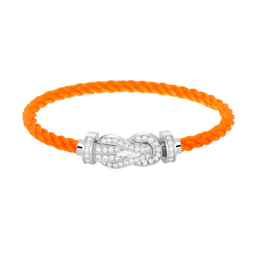 FRED CHANCE LARGE 8 FIGURE BUCKLE FULL DIAMOND BRACELET SILVER