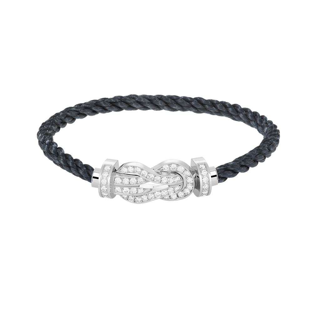 FRED CHANCE LARGE 8 FIGURE BUCKLE FULL DIAMOND BRACELET SILVER