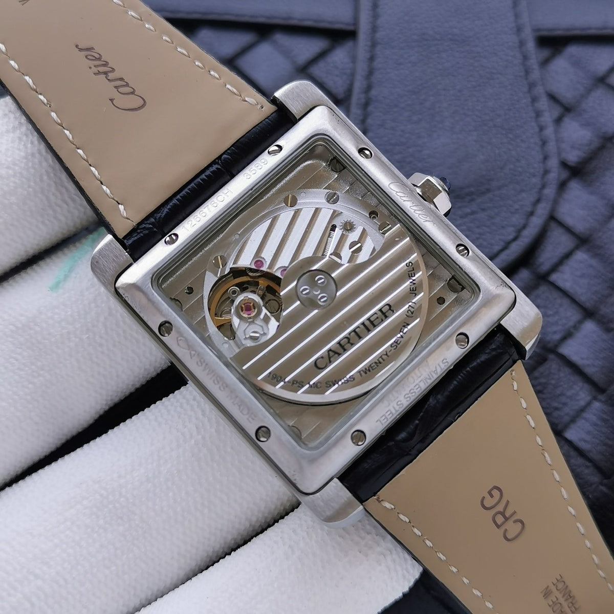 CARTIER TANK MC SECOND TIME STEEL CASE DIAMOND BEZEL