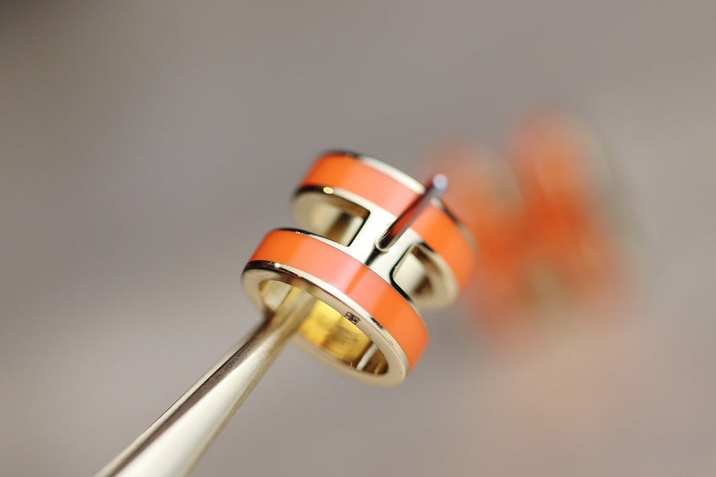 HERMES MINI POP H EARRINGS ORANGE
