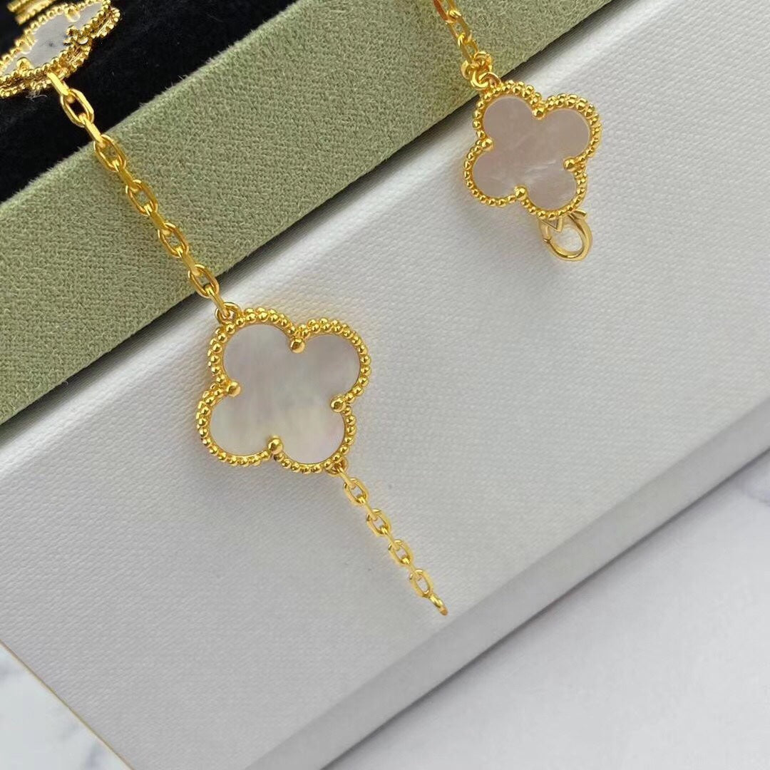 VCA MAGIC CLOVER MOP GOLD BRACELET 5 MOTIFS