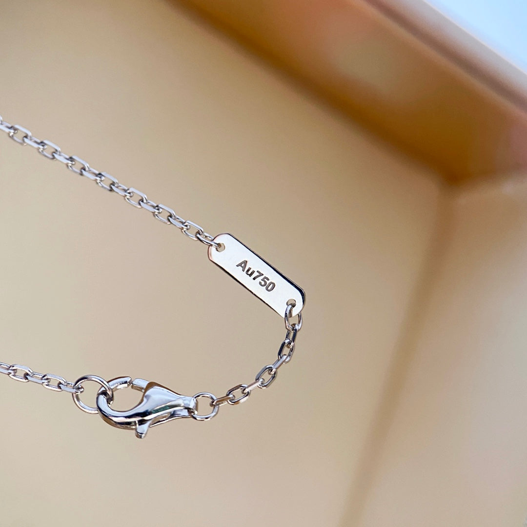 VCA CLOVER DIAMOND NECKLACE SILVER