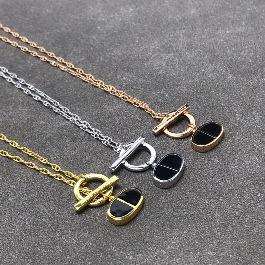 HERMES CHAINE VERSO BLACK CERAMIC NECKLACE