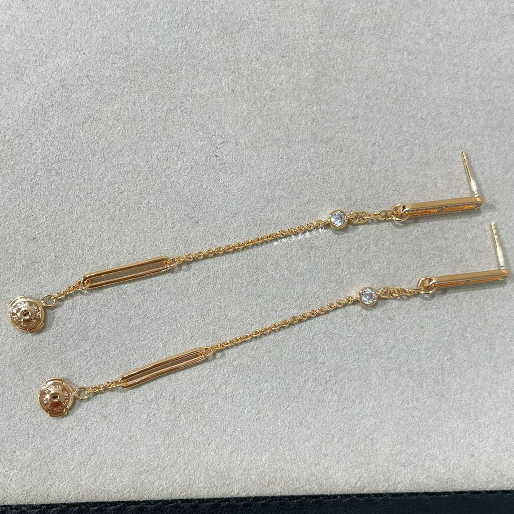 HERMES CHAINE CHAOS DIAMOND DROP EARRINGS