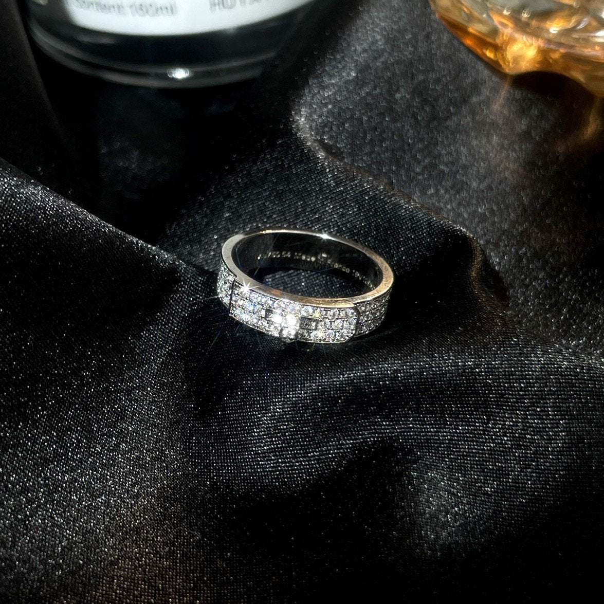 HERMES KELLY SILVER DIAMOND RING