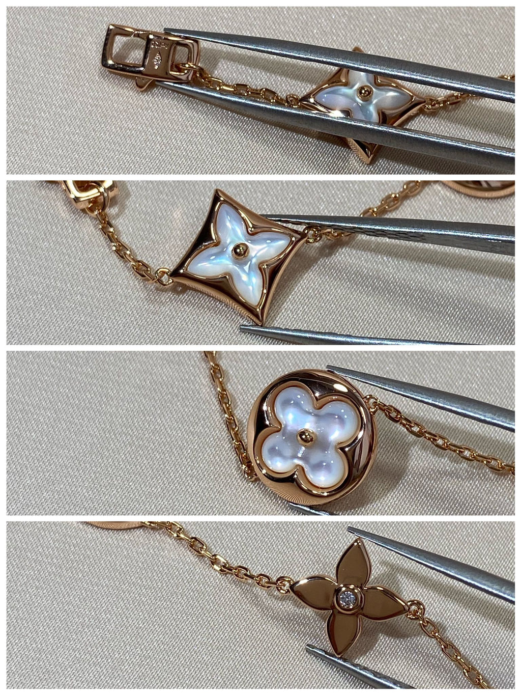 LOUIS VUITTON STAR AND SUN 5 MOTIF MOP PINK GOLD BRACELET