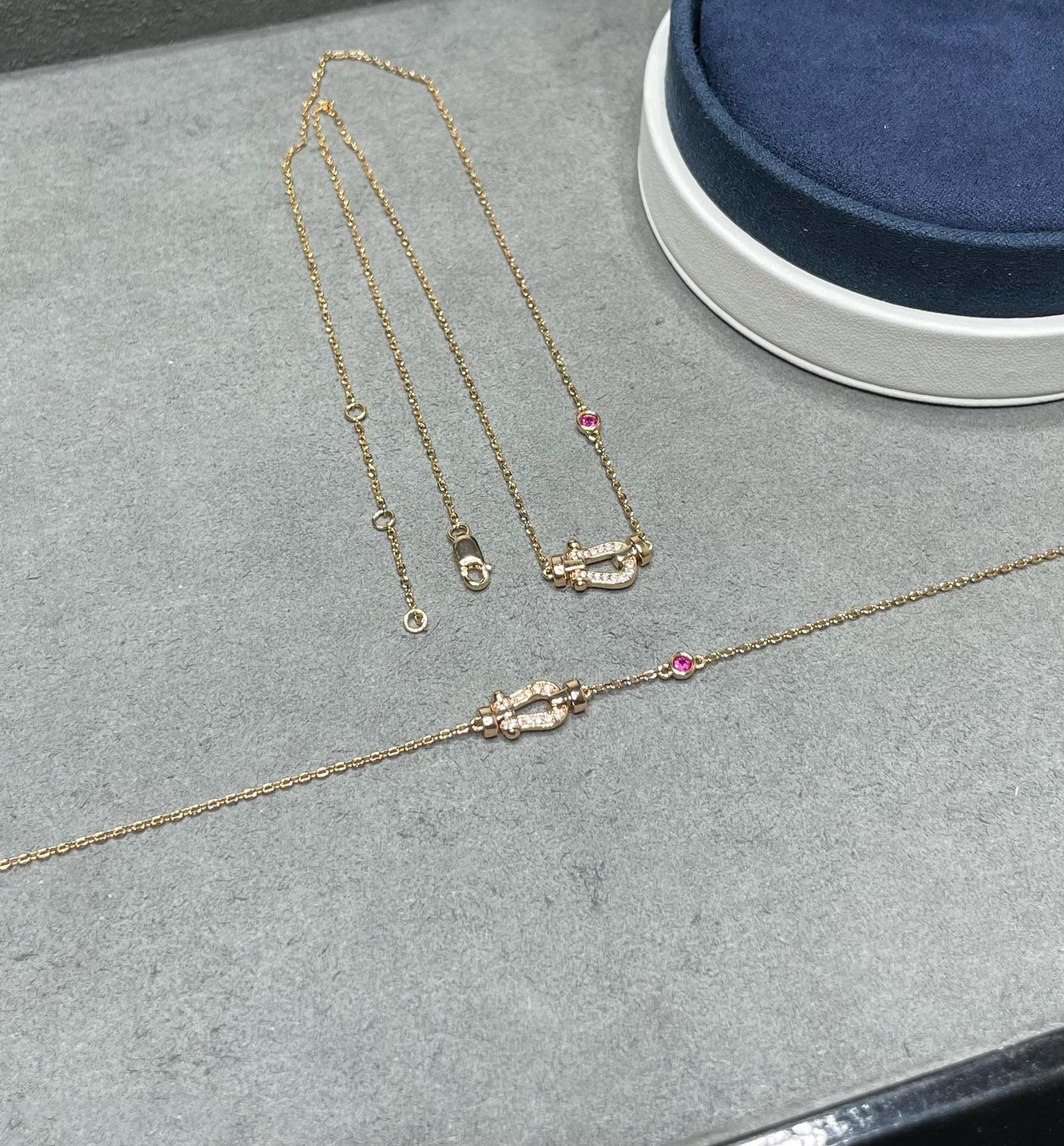 FRED FORCE 10 DIAMOND PINK GOLD NECKLACE