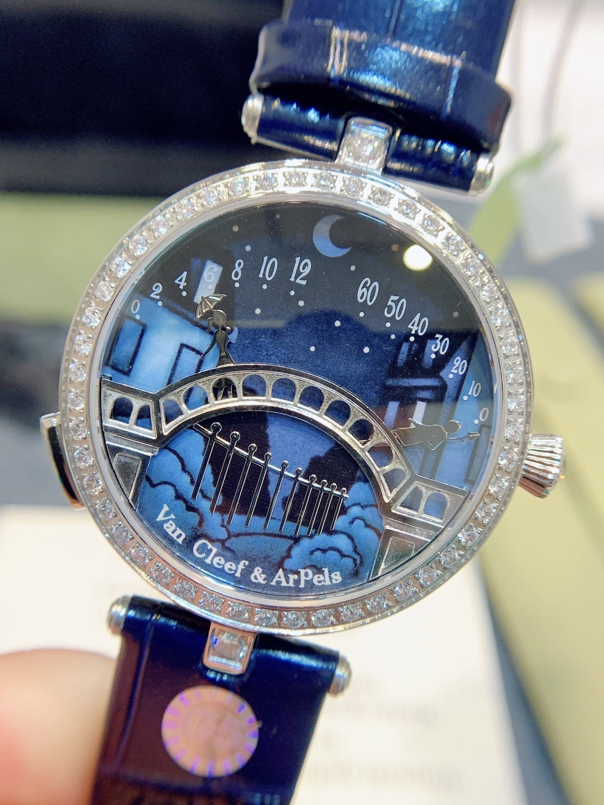 VAN CLEEF & ARPELS LADY ARPELS LOVER BRIDGE BLUE CROCODILE