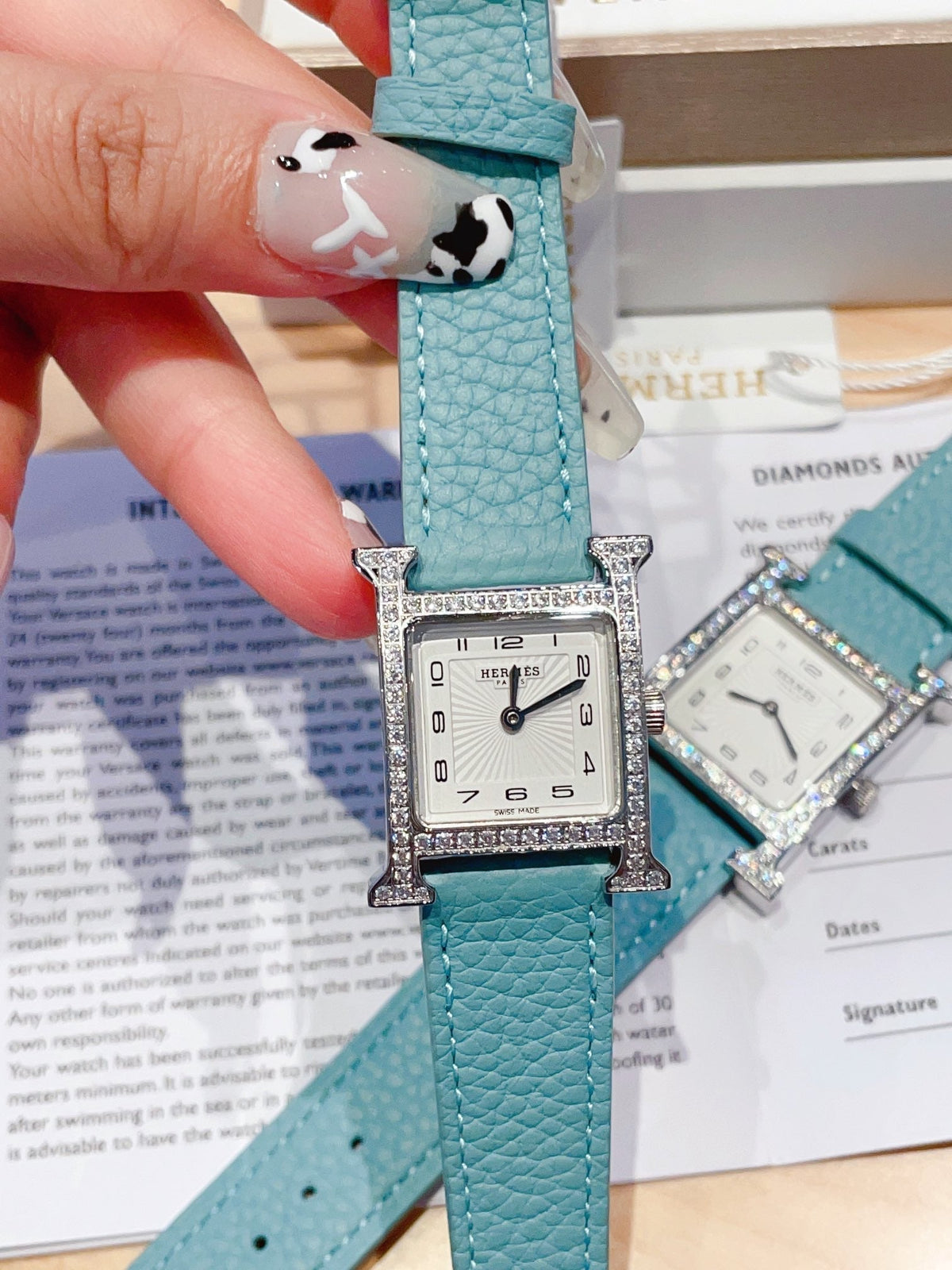 HERMES HEURE H 26 SILVER WHITE DIAL EPSOM LEATHER EPSOM LEATHER