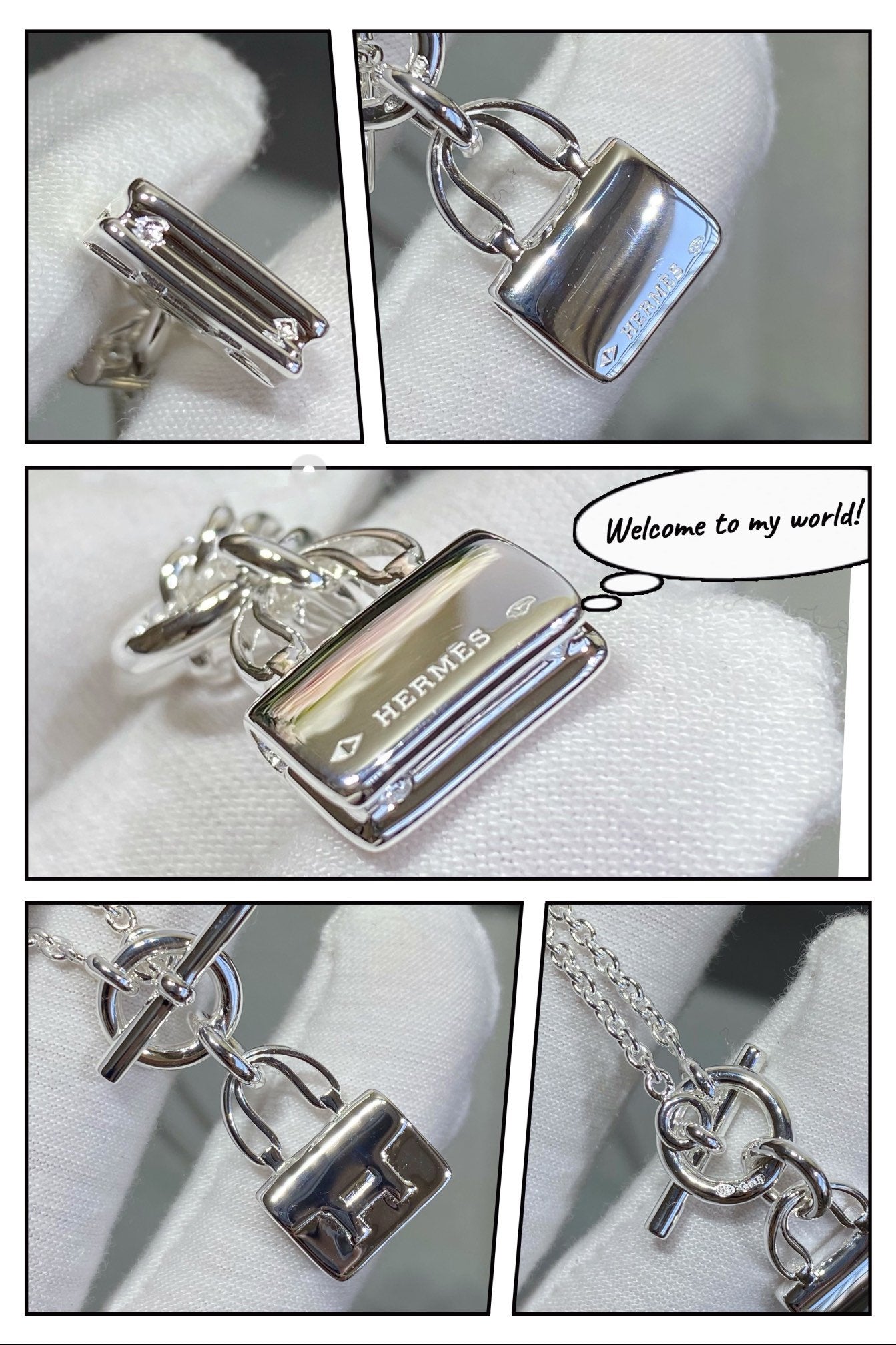 HERMES CONSTANCE PEDANT SILVER NECKLACE