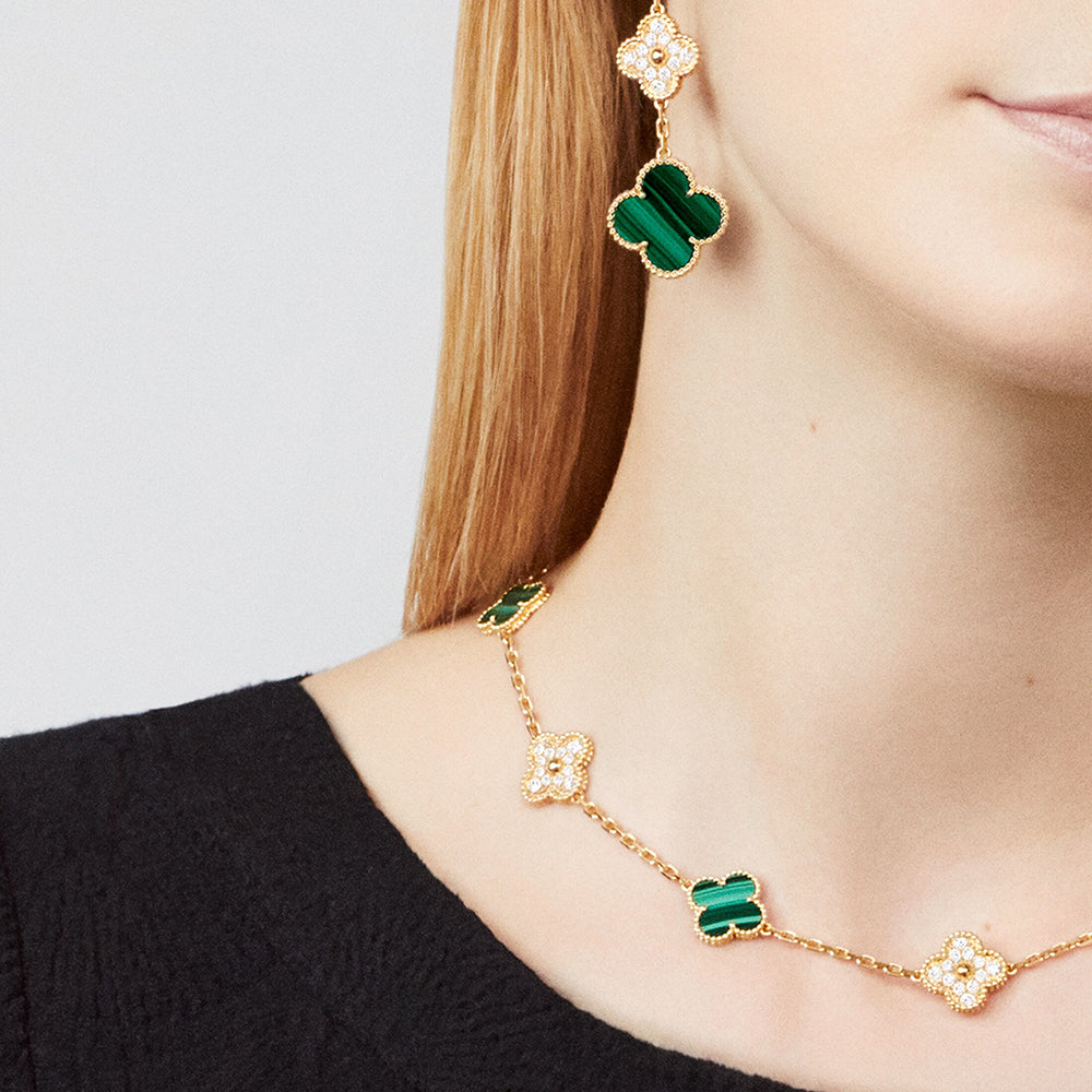 VCA CLOVER 10 MOTIFS MALACHITE DIAMOND