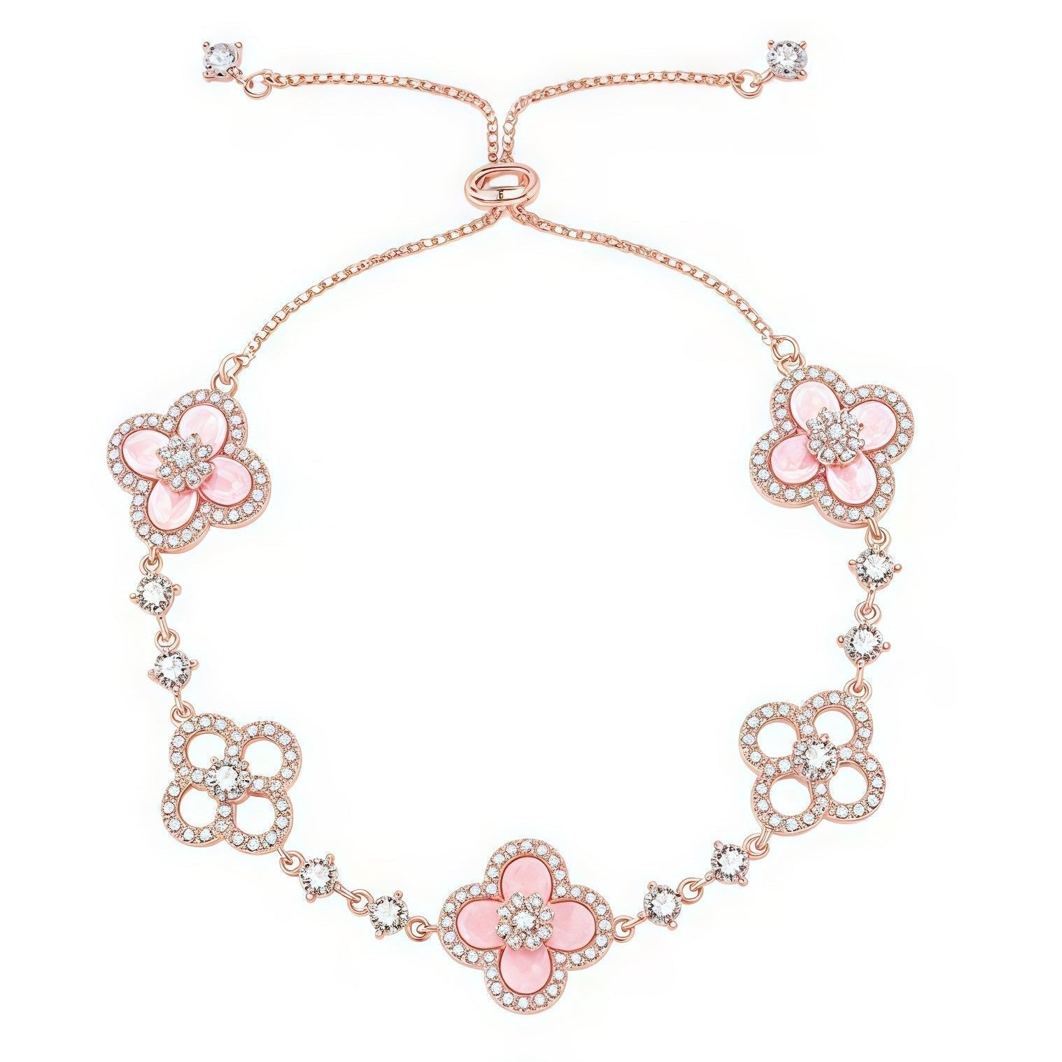 VCA CLOVER 5 MOTIF PINK BLUE RED WHITE BRACELET