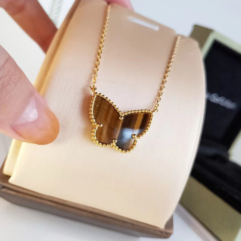 VCA TIGER__ EYE BUTTERFLY NECKLACE
