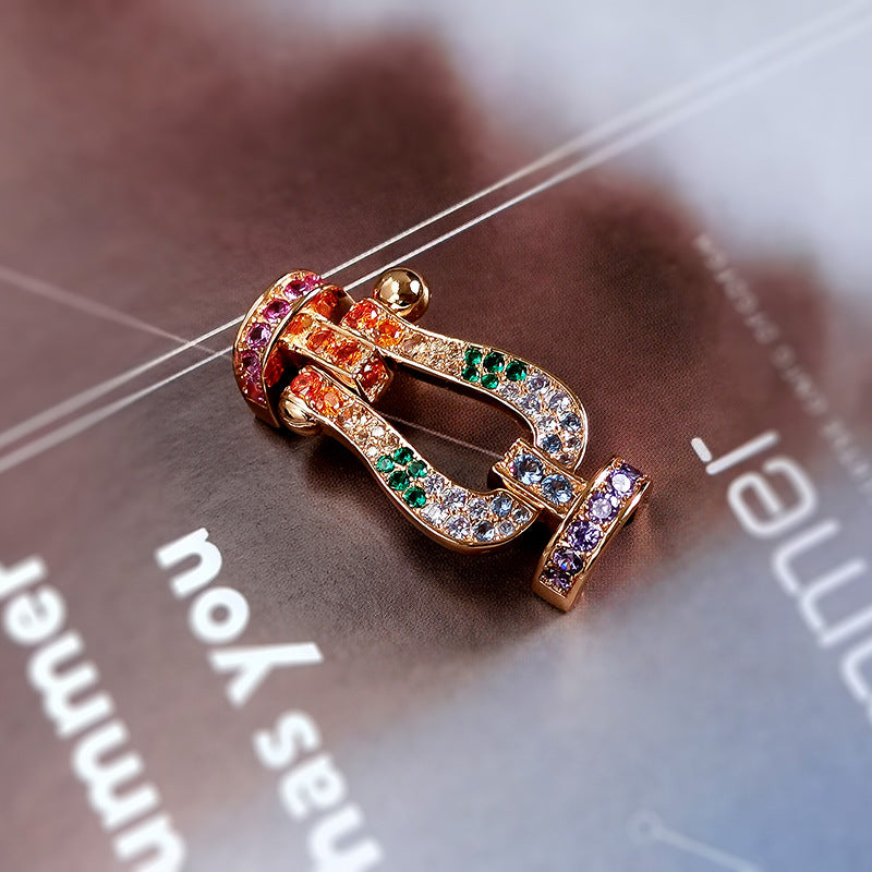 FRED FORCE LARGE HORSESHOE COLORED DIAMOND BRACELET ROSE GOLD