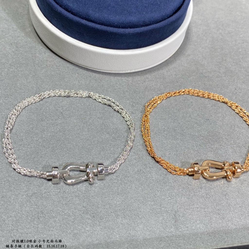 FRED FORCE SMALL HORSESHOE DIAMOND CHAIN ROPE BRACELET