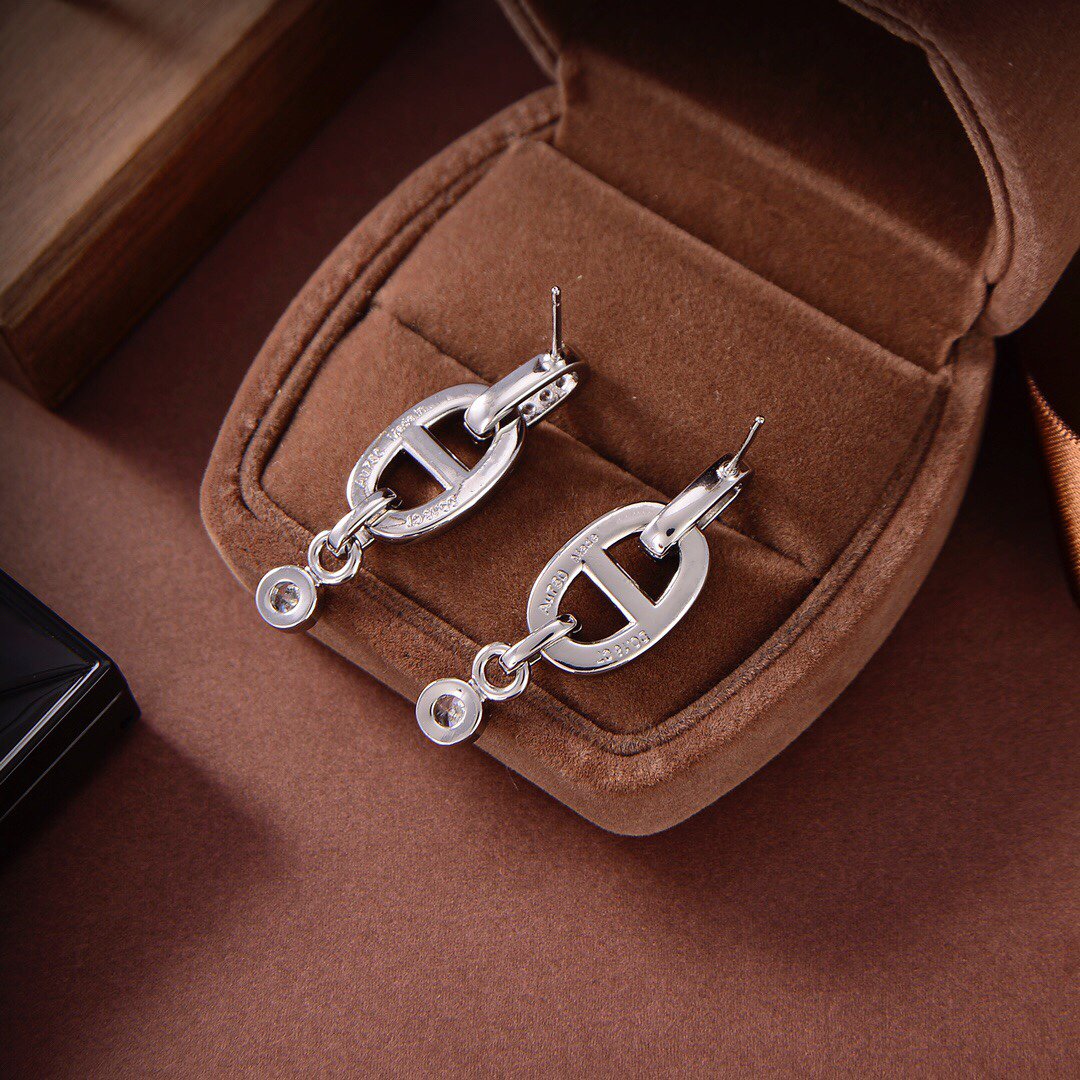 HERMES HM CHAINE DIAMOND EARRINGS