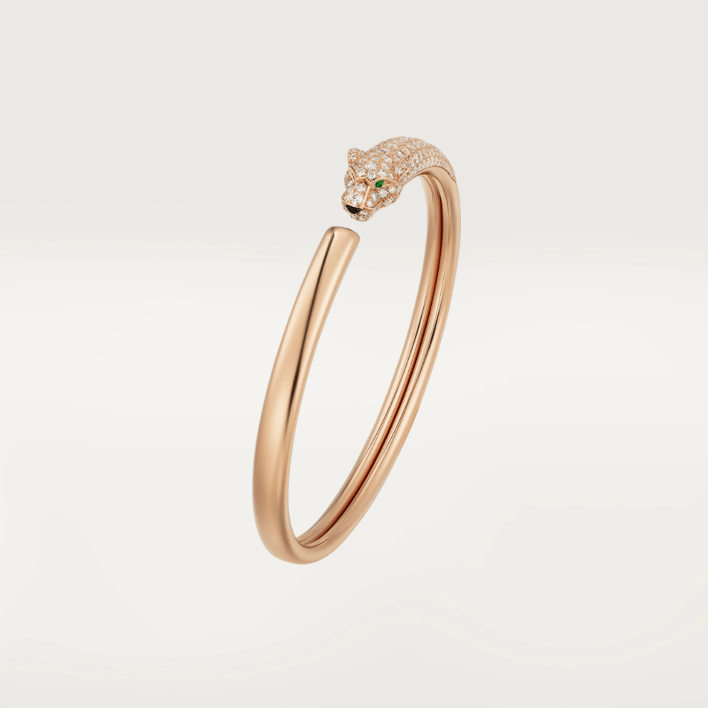 CARTIER PANTHERE ROSE GOLD DIAMOND OPEN BRACELET