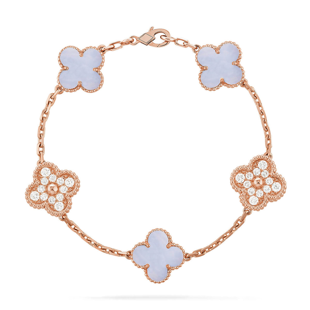 VCA CLOVER 5 MOTIF PURPLE CHALCEDONY BRACELET COLLECTION