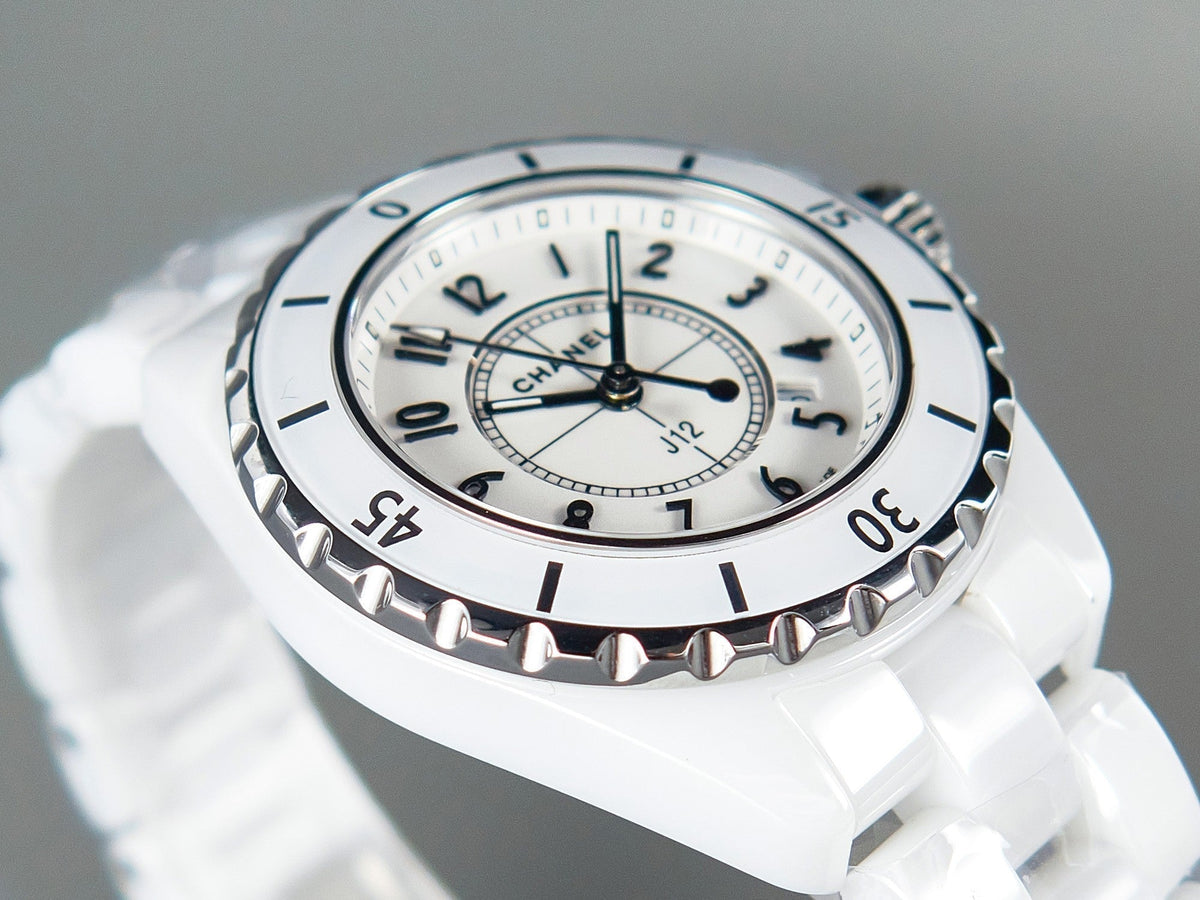 CHANEL J12 Date Quartz White Ceramic Black Numerals White Dial