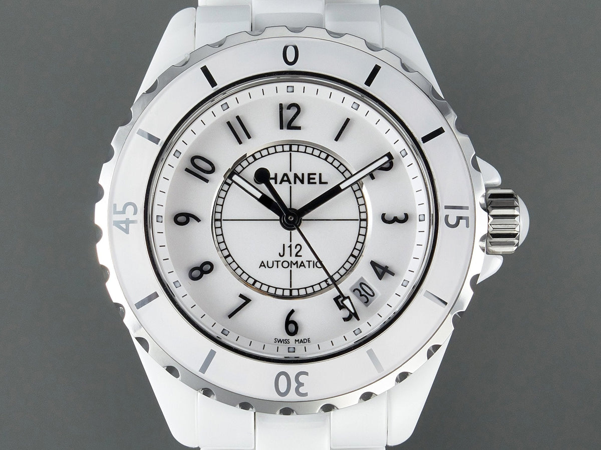 CHANEL J12 Date Automatic White Ceramic Black Numerals White Dial