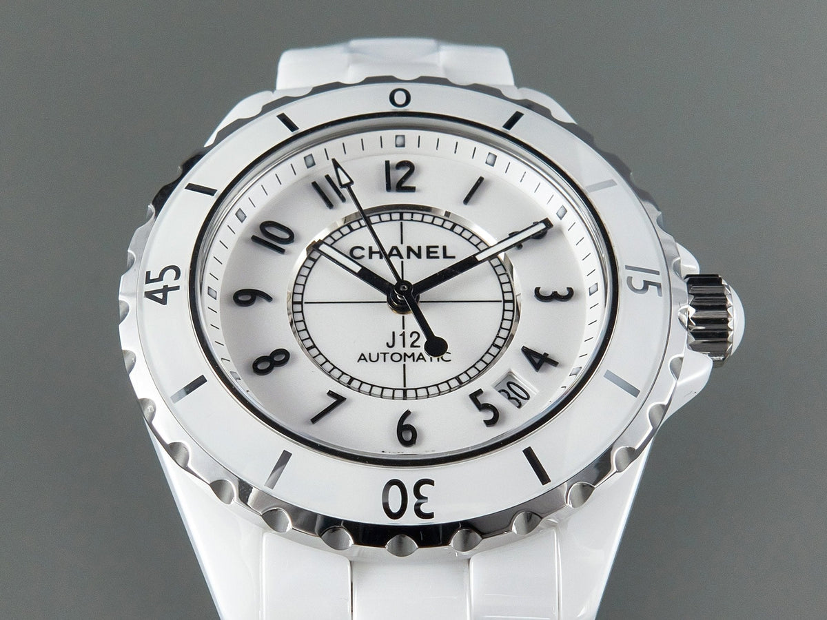 CHANEL J12 Date Automatic White Ceramic Black Numerals White Dial