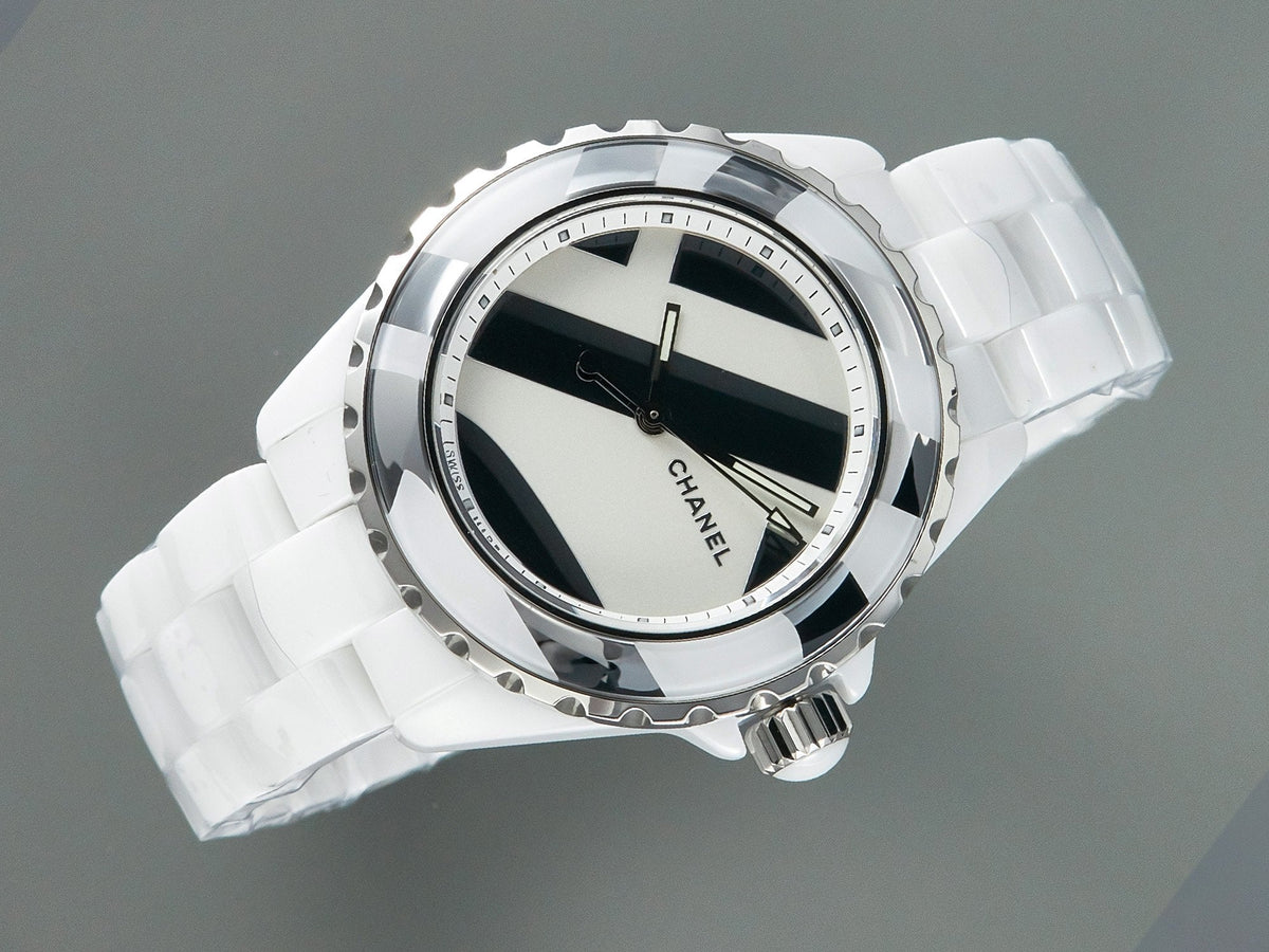 CHANEL J12 38mm Automatic Limited Untitled H5582 White Ceramic Black White Dial