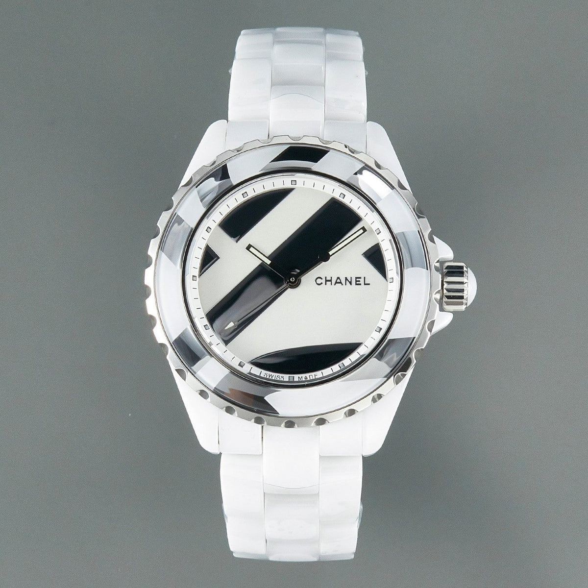 CHANEL J12 38mm Automatic Limited Untitled H5582 White Ceramic Black White Dial