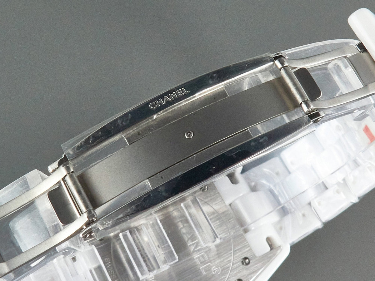 CHANEL J12 Date Automatic White Ceramic Blue Numerals White Dial