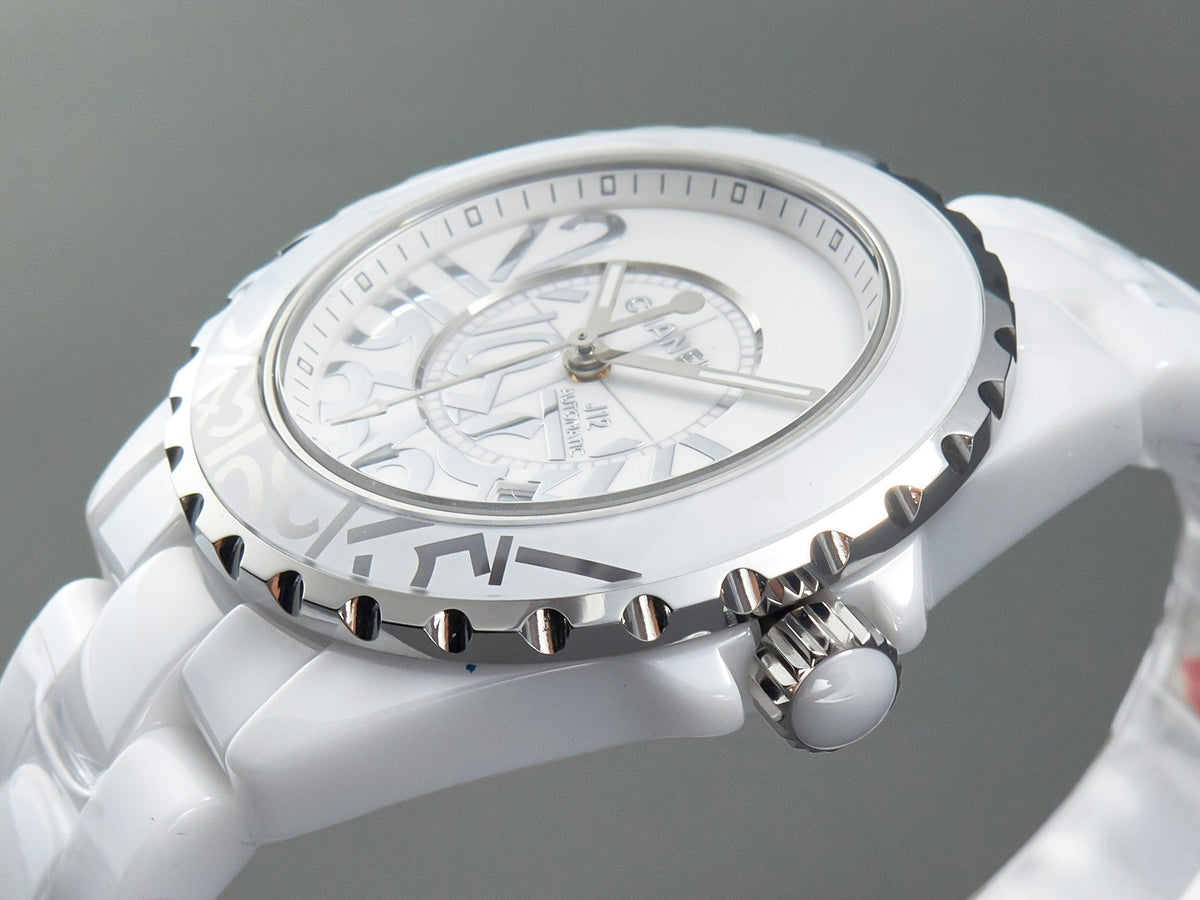 CHANEL J12 Date 38mm Automatic White Ceramic Stainless Graffiti Limited