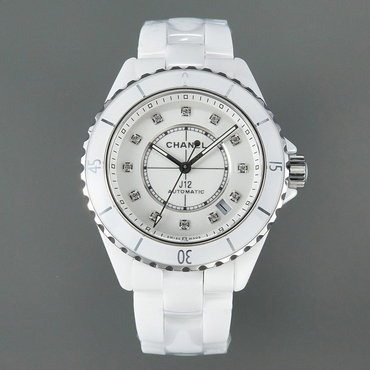 CHANEL J12 Automatic White Ceramic Diamond Numerals White Dial