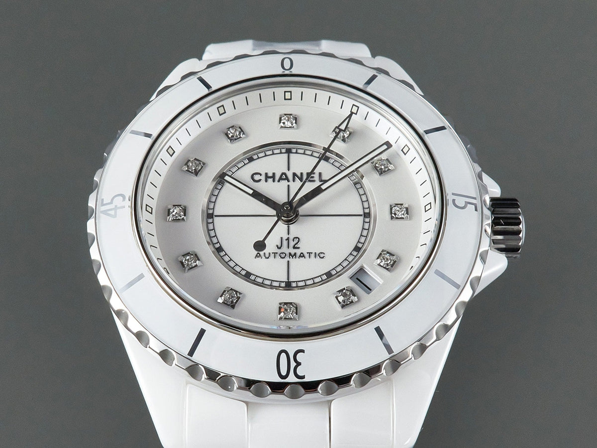 CHANEL J12 Automatic White Ceramic Diamond Numerals White Dial