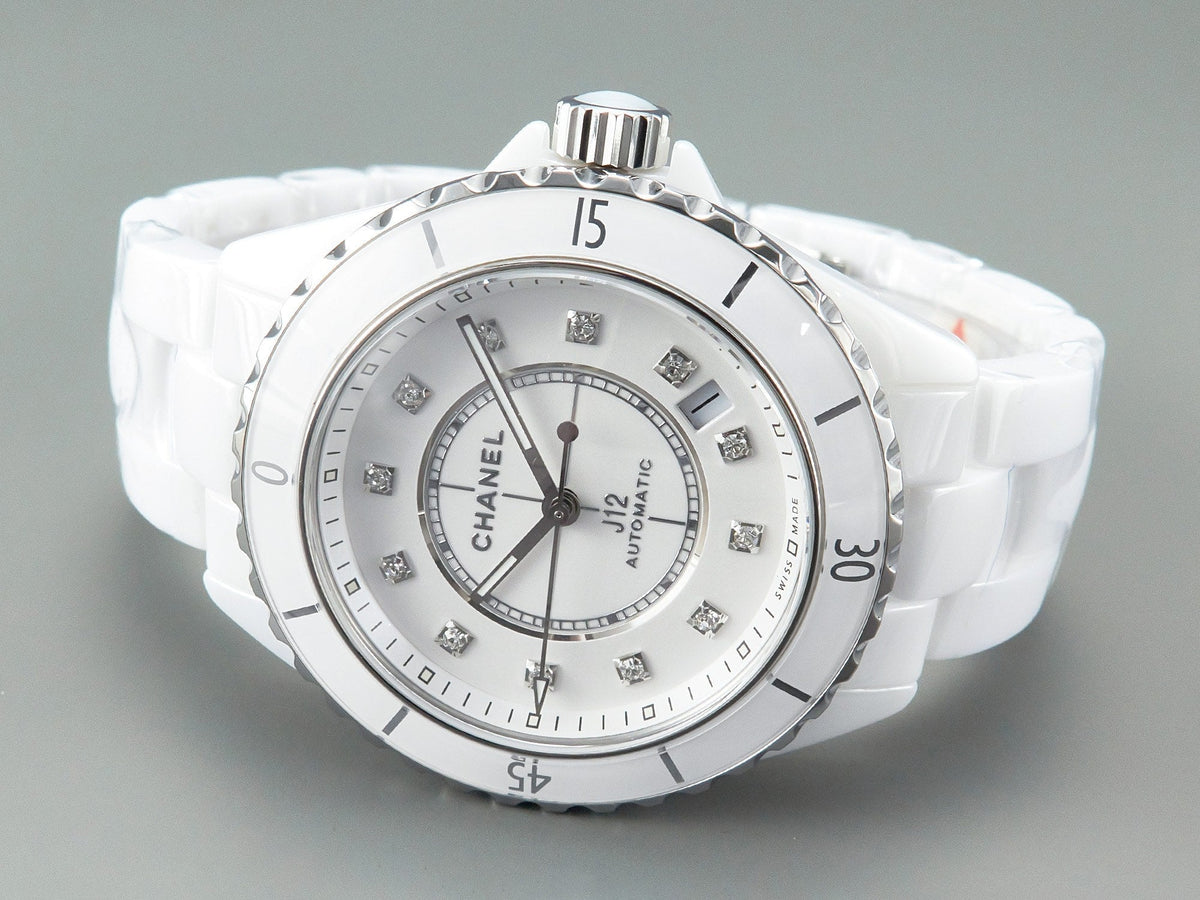 CHANEL J12 Automatic White Ceramic Diamond Numerals White Dial