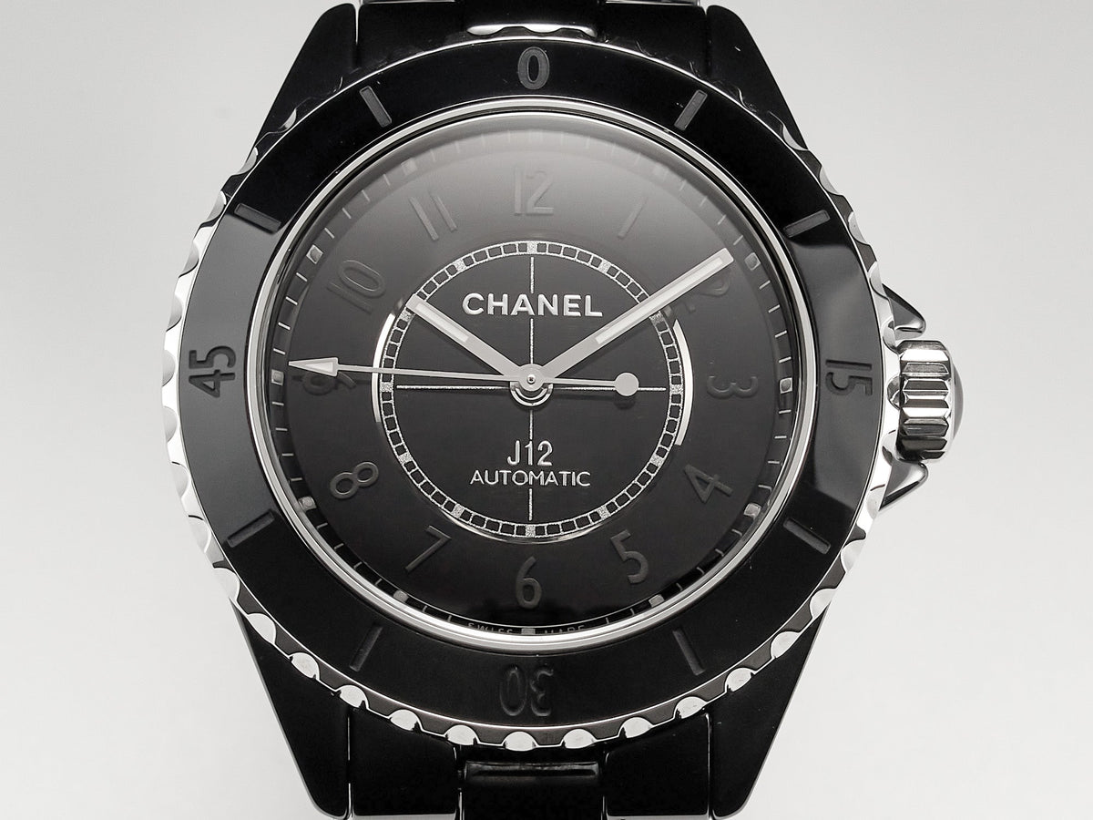 CHANEL J12 Automatic Black Ceramic Black Numerals Black Dial White Steel Hands