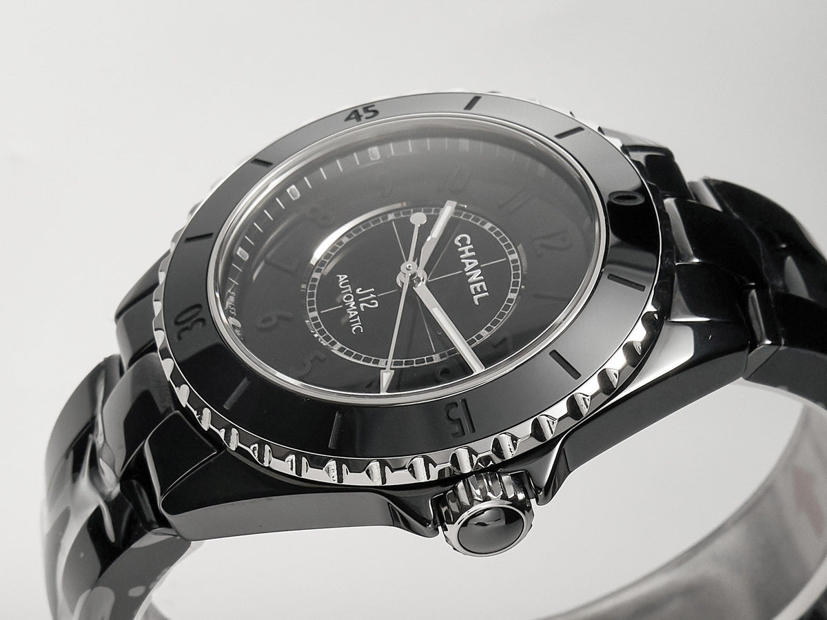 CHANEL J12 Automatic Black Ceramic Black Numerals Black Dial White Steel Hands