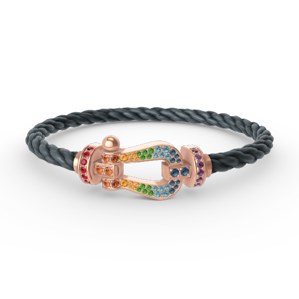 FRED FORCE LARGE HORSESHOE COLORED DIAMOND BRACELET ROSE GOLD