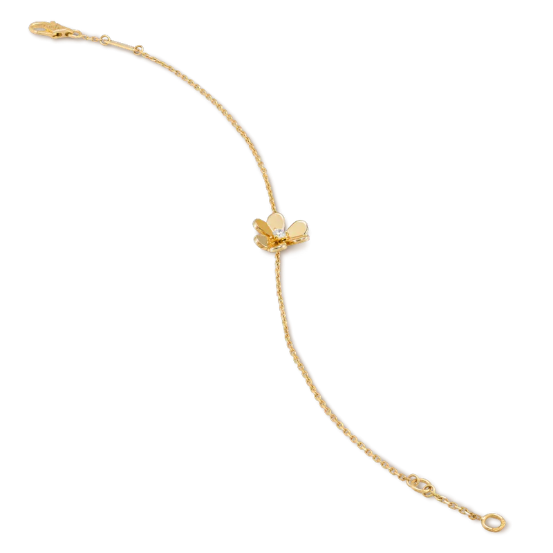 VCA FRIVOLE GOLD FLOWER PINK MALACHITE BRACELET