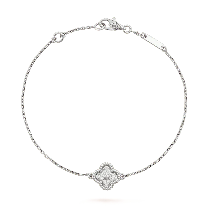 VCA CLOVER SINGLE FLOWER BRACELET SILVER