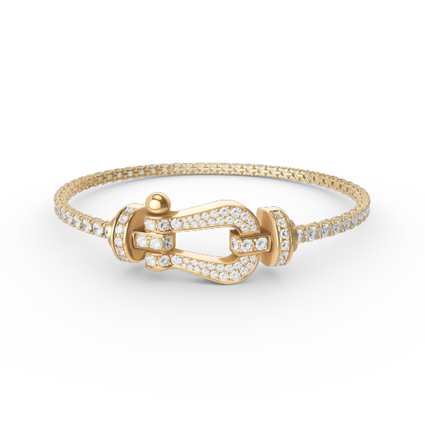 FRED FORCE LARGE HORSESHOE FULL DIAMOND TENNIS BRACELET